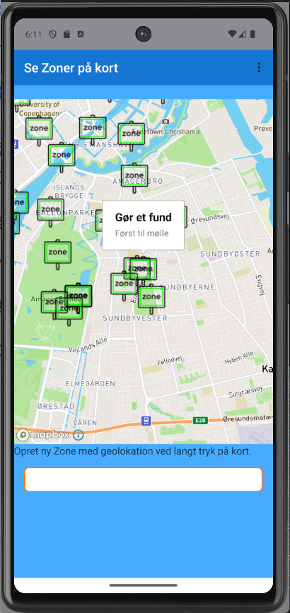 Zoner vist på kort